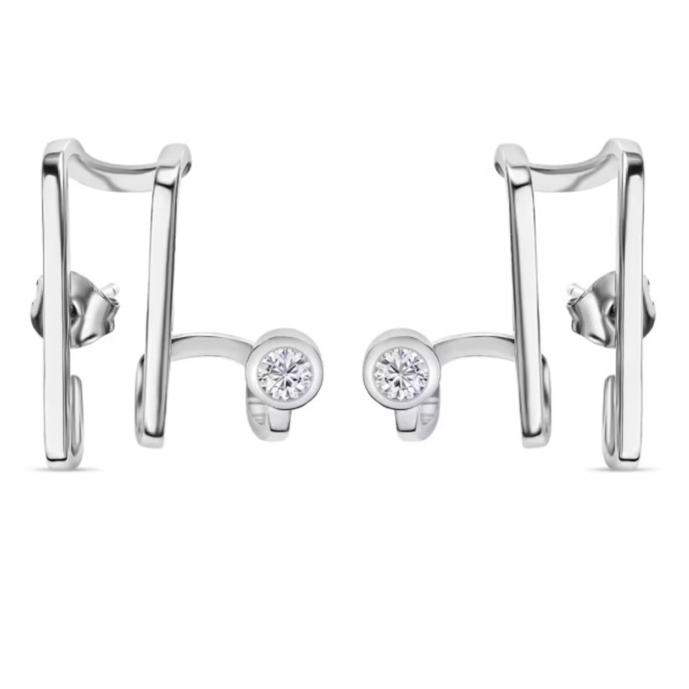 NWT Moissanite Earrings in Platinum over Sterling Silver 4mm .50 ctw! Funky!